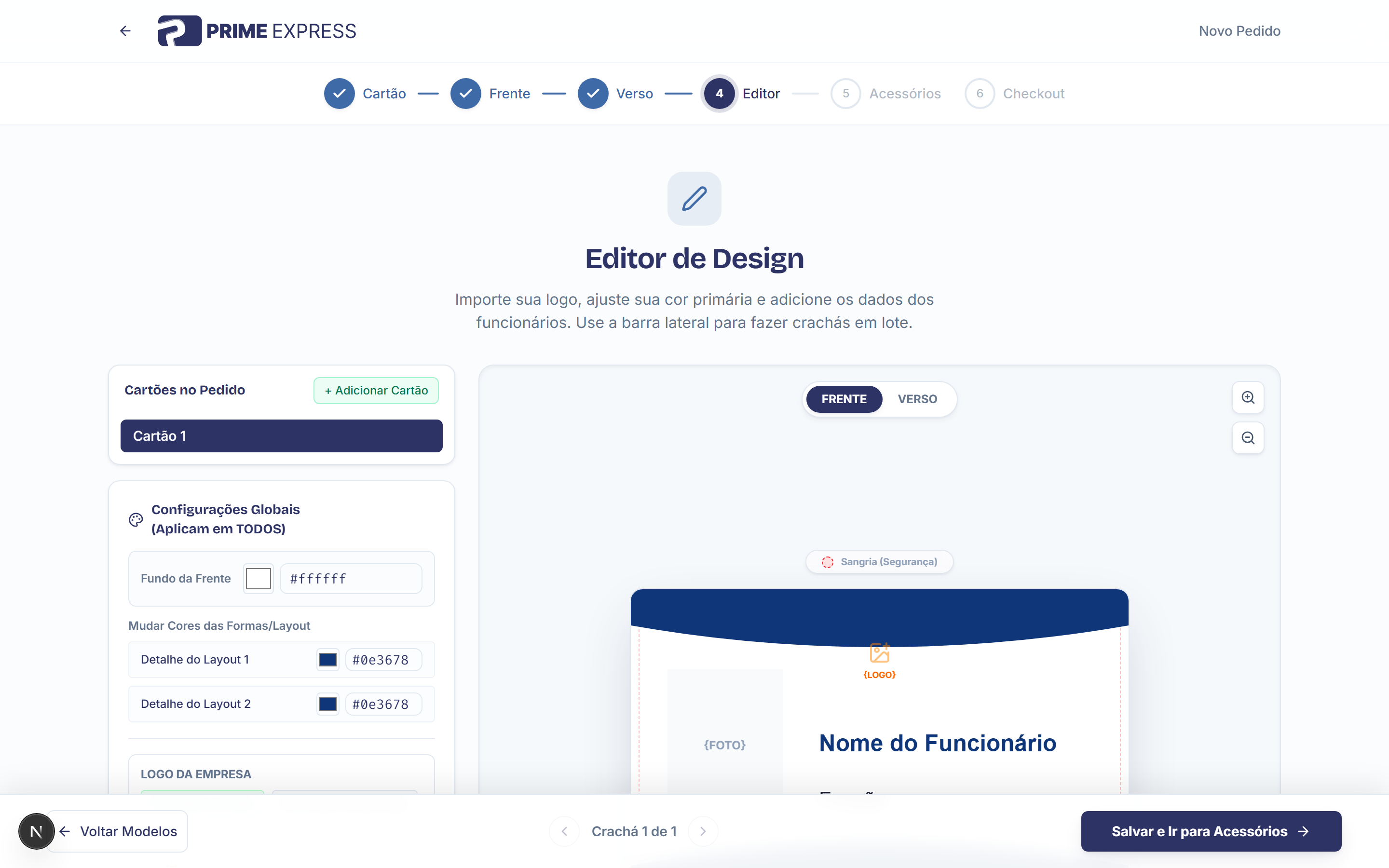 Editor de design do crachá